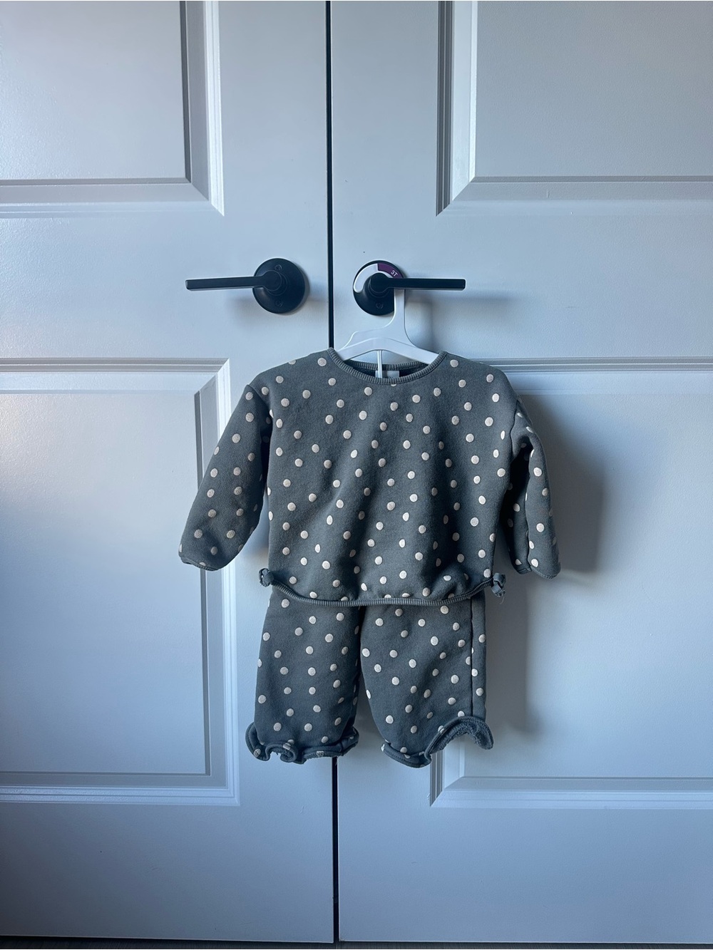 Zara Gray Polka Dot Girls Matching Set